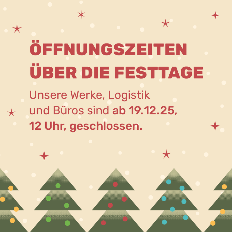 ÖFFNUNGSZEITEN ÜBER DIE FESTTAGE