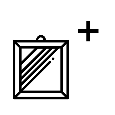 Spiegel mit Zubehör und Glasbeschläge